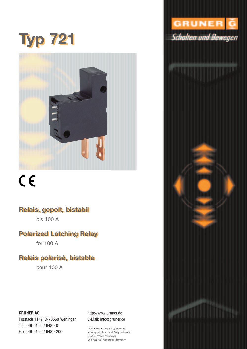 Latching Relays 100-250 Ampere 721 - GRUNER