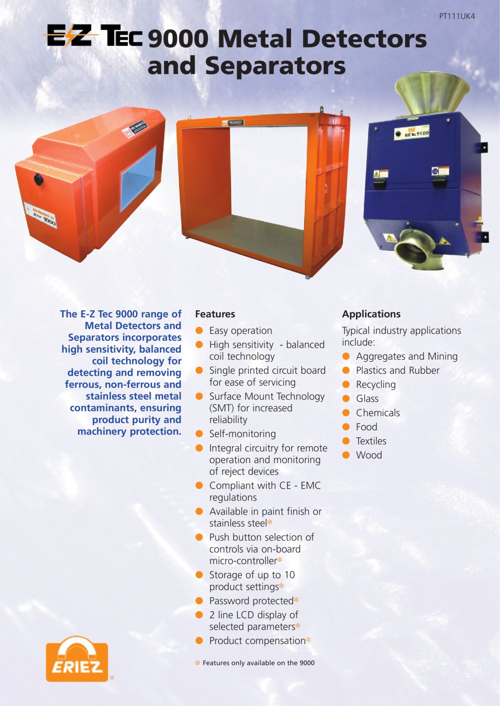 EZ tec 9000 Metal Detectors - Eriez Magnetics Europe Limited