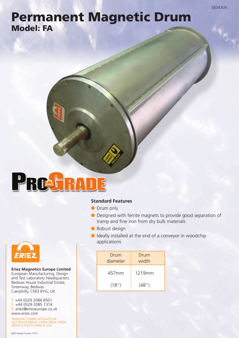 Permanent Magnetic Drum - Eriez Magnetics Europe Limited