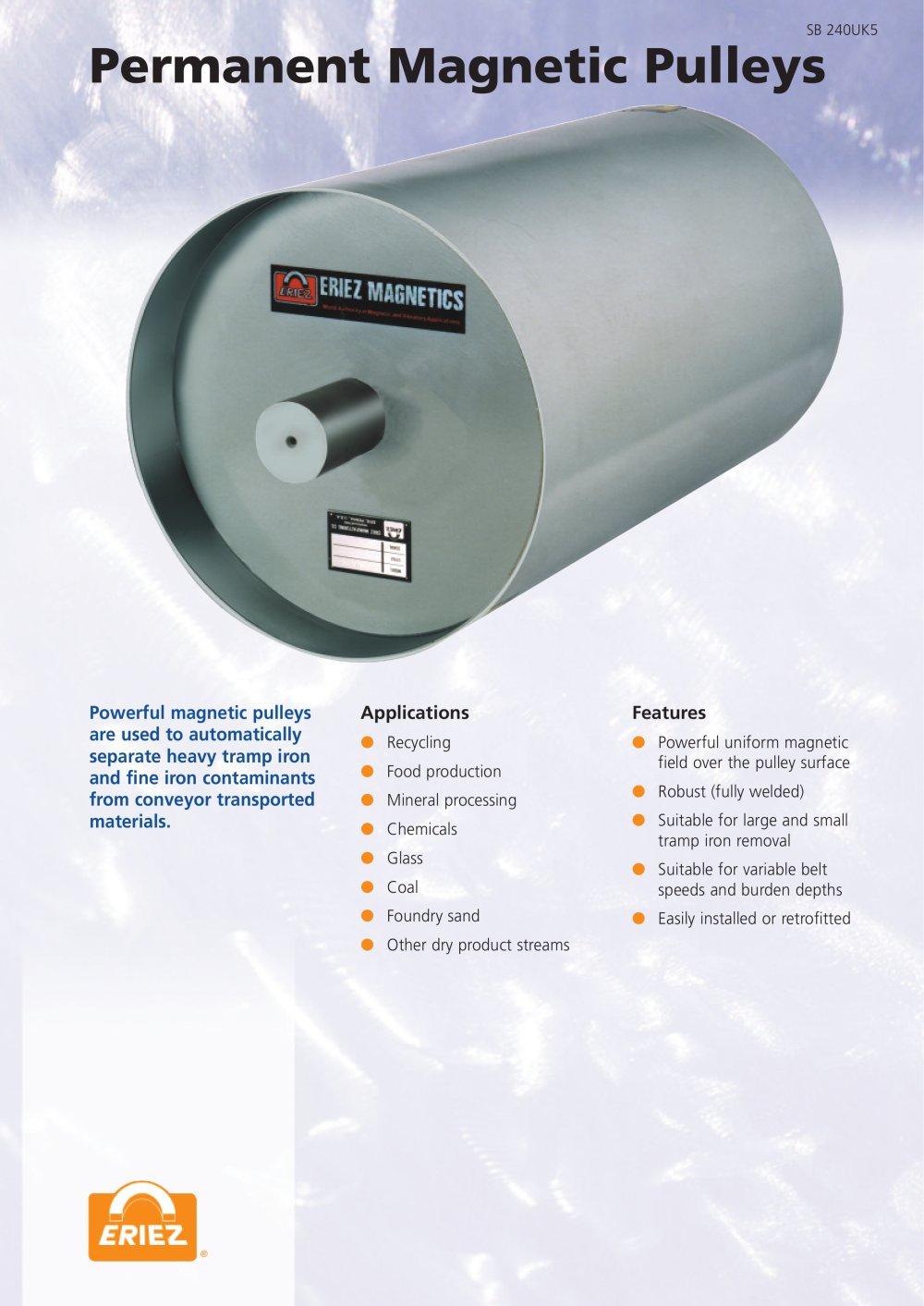 Permanent Magnetic Pulleys - Eriez Magnetics Europe Limited