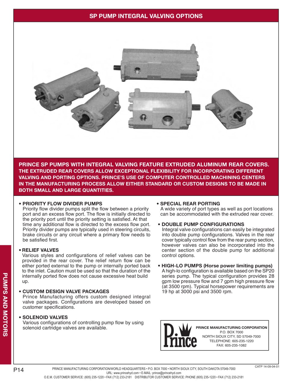 SP PUMP INTEGRAL VALVING OPTIONS - Prince