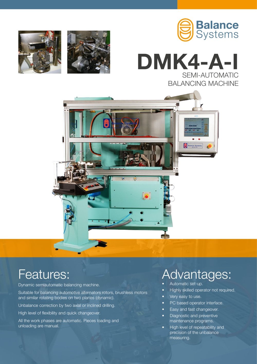 DMK4A-I SEMI-AUTOMATIC BALANCING MACHINE FOR ROTORS - Balance Systems