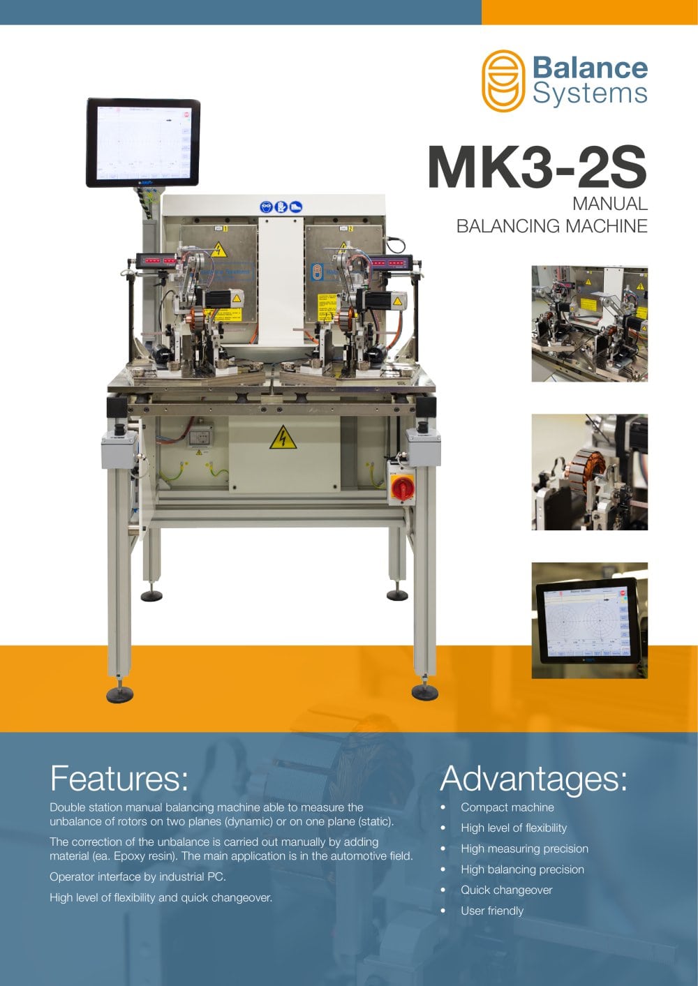 MK3-2S Compact two work stations balancing machine suitable for armatures - Balance Systems