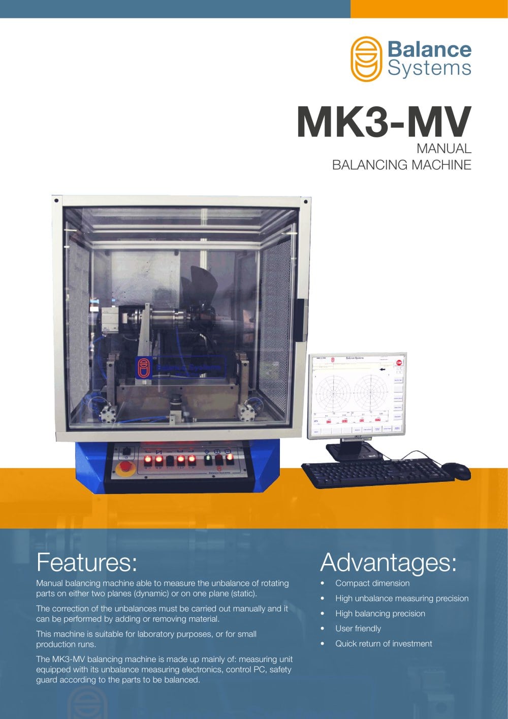 MK3-MV MANUAL BALANCING MACHINE FOR FANS - Balance Systems