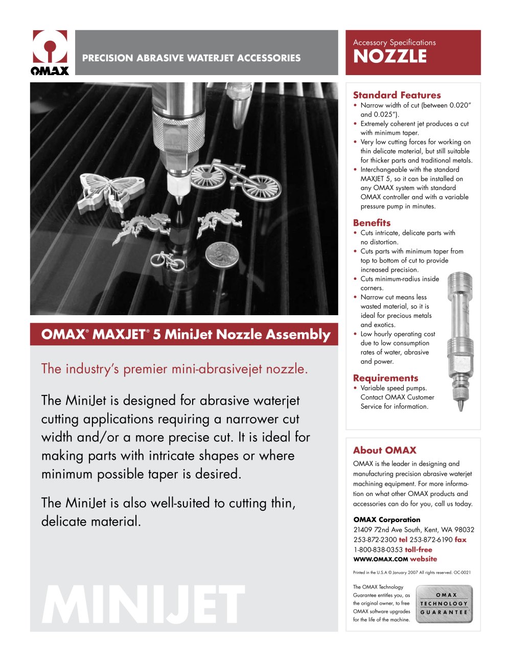 MiniJet Abrasive Waterjet Nozzle - OMAX