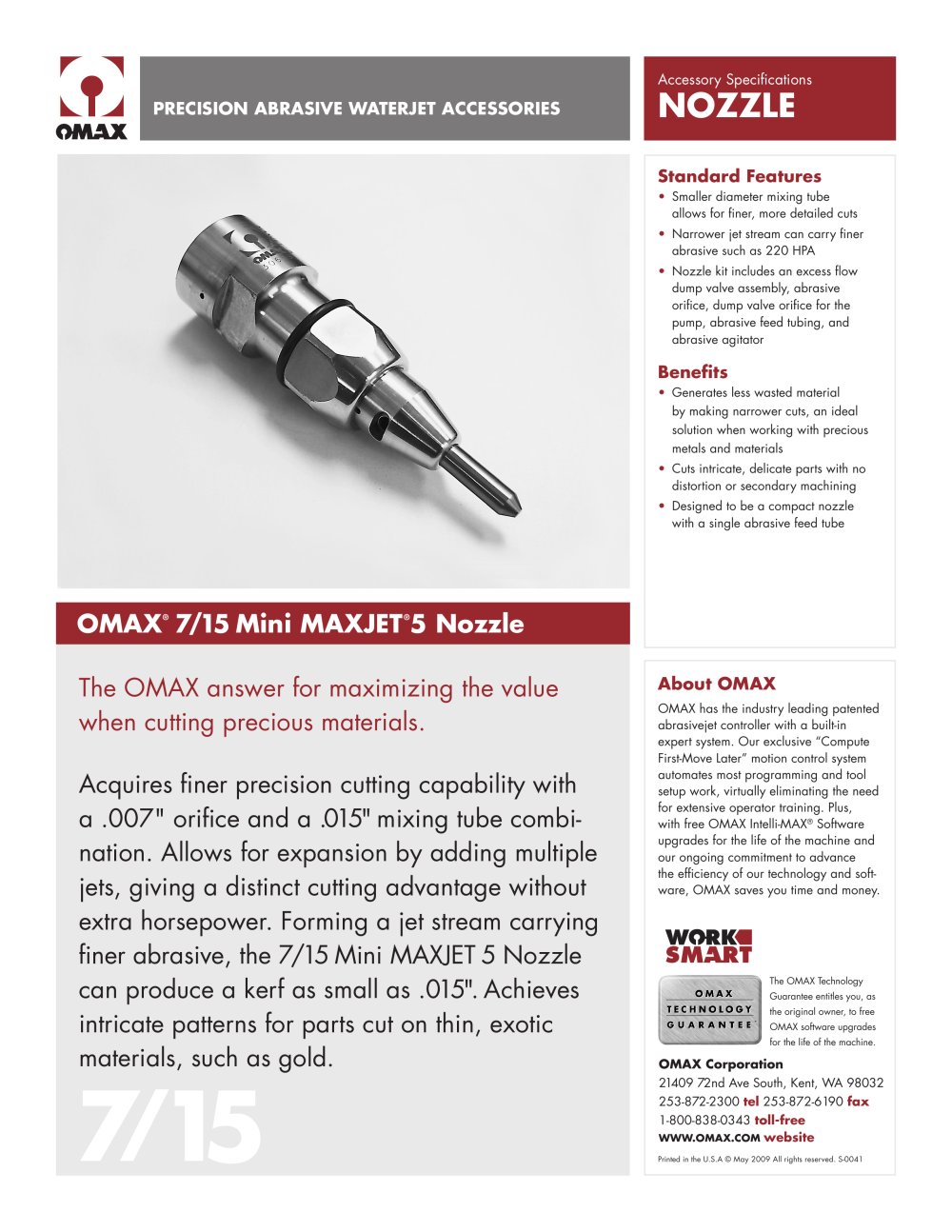 OMAX® 7/15 Mini Maxjet®5 Nozzle - 1 / 1 Pages