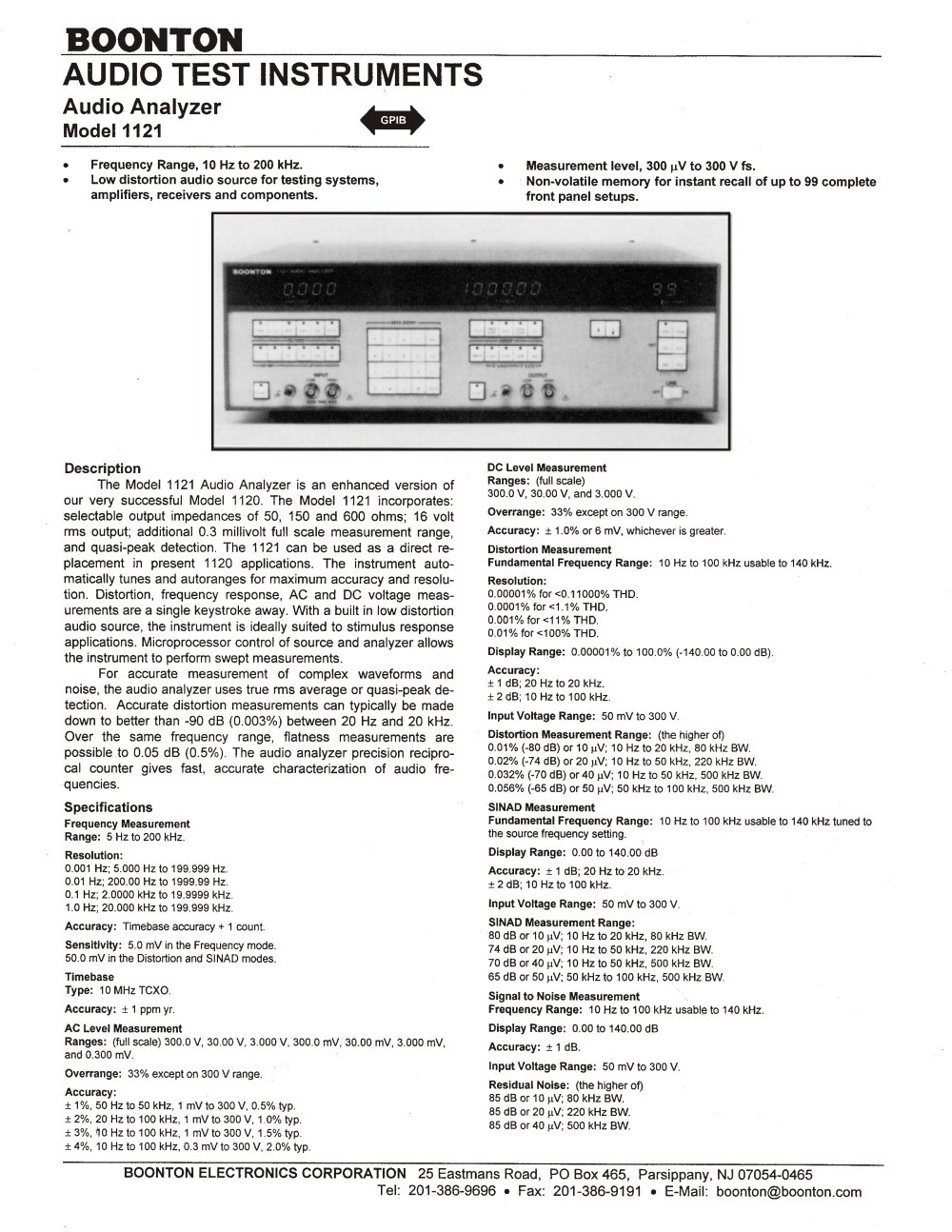 1121 Audio Analyzer - BOONTON