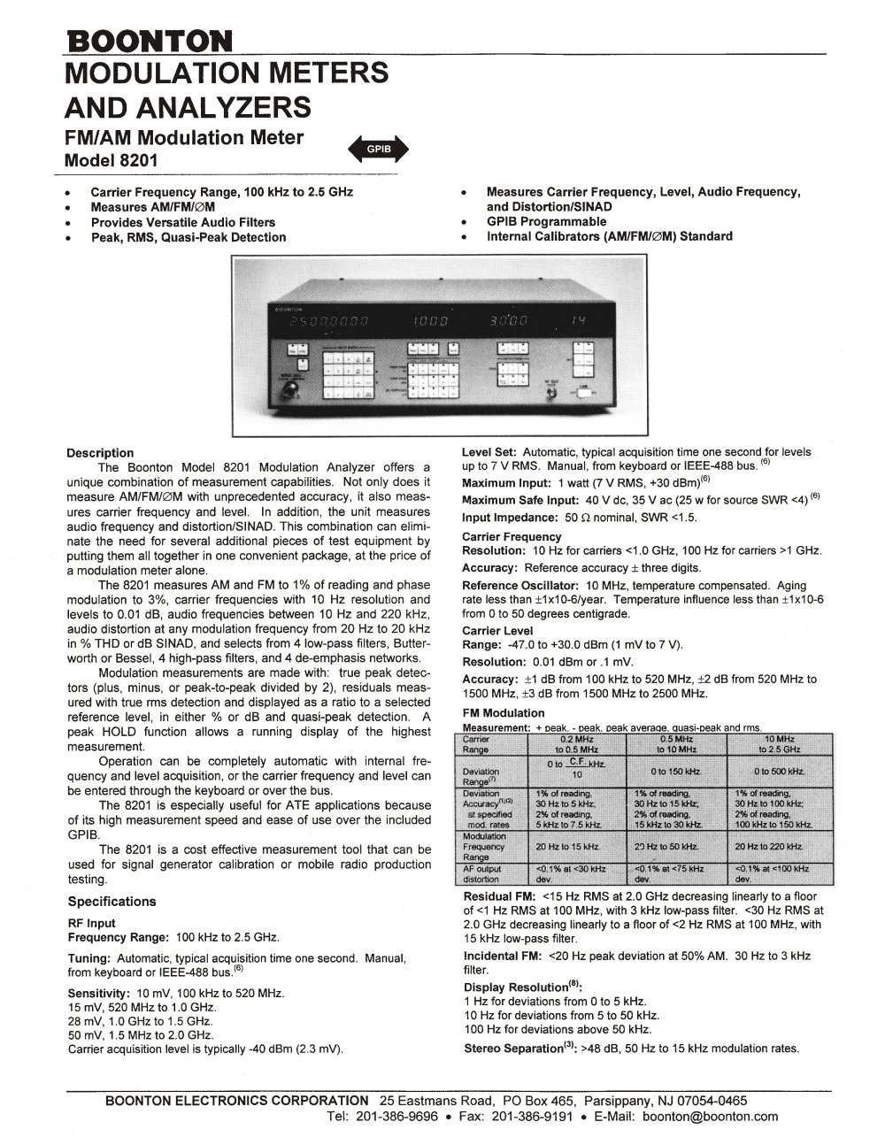 8201 Modulation Analyzer - BOONTON