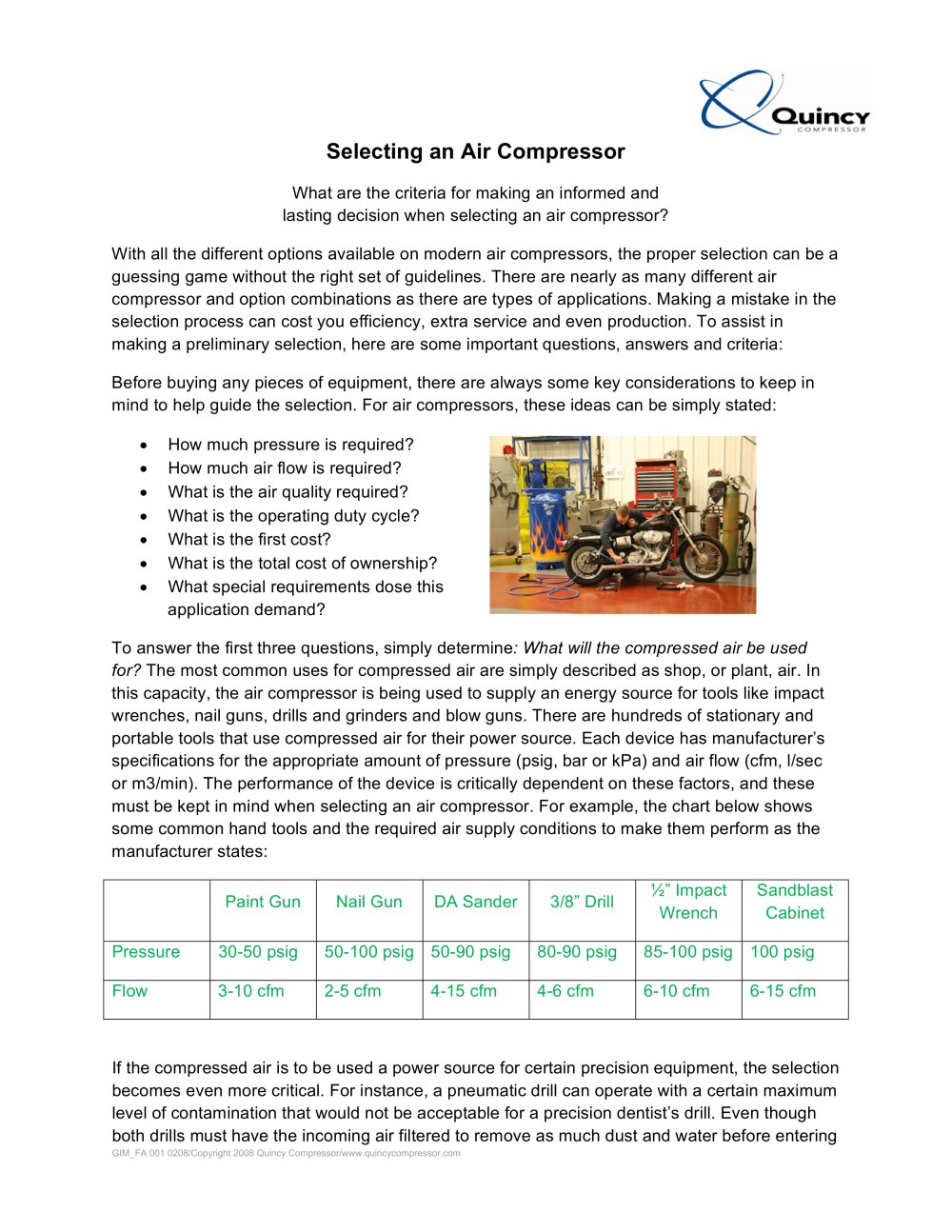 How to Select an Air Compressor Guide - Quincy Compressor