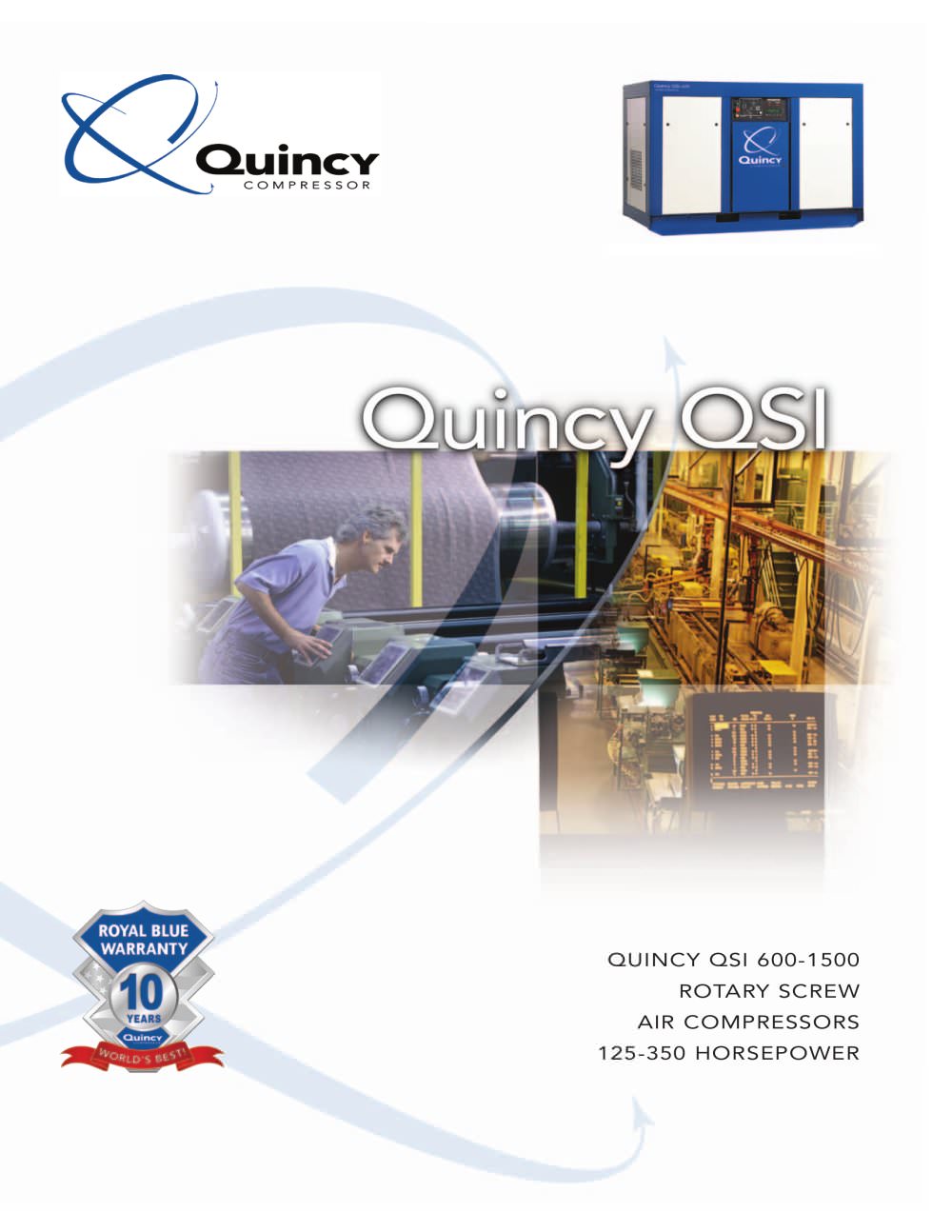 Quincy 125-350 HP Industrial Lubricated Screw Compressor Brochure - Quincy Compressor