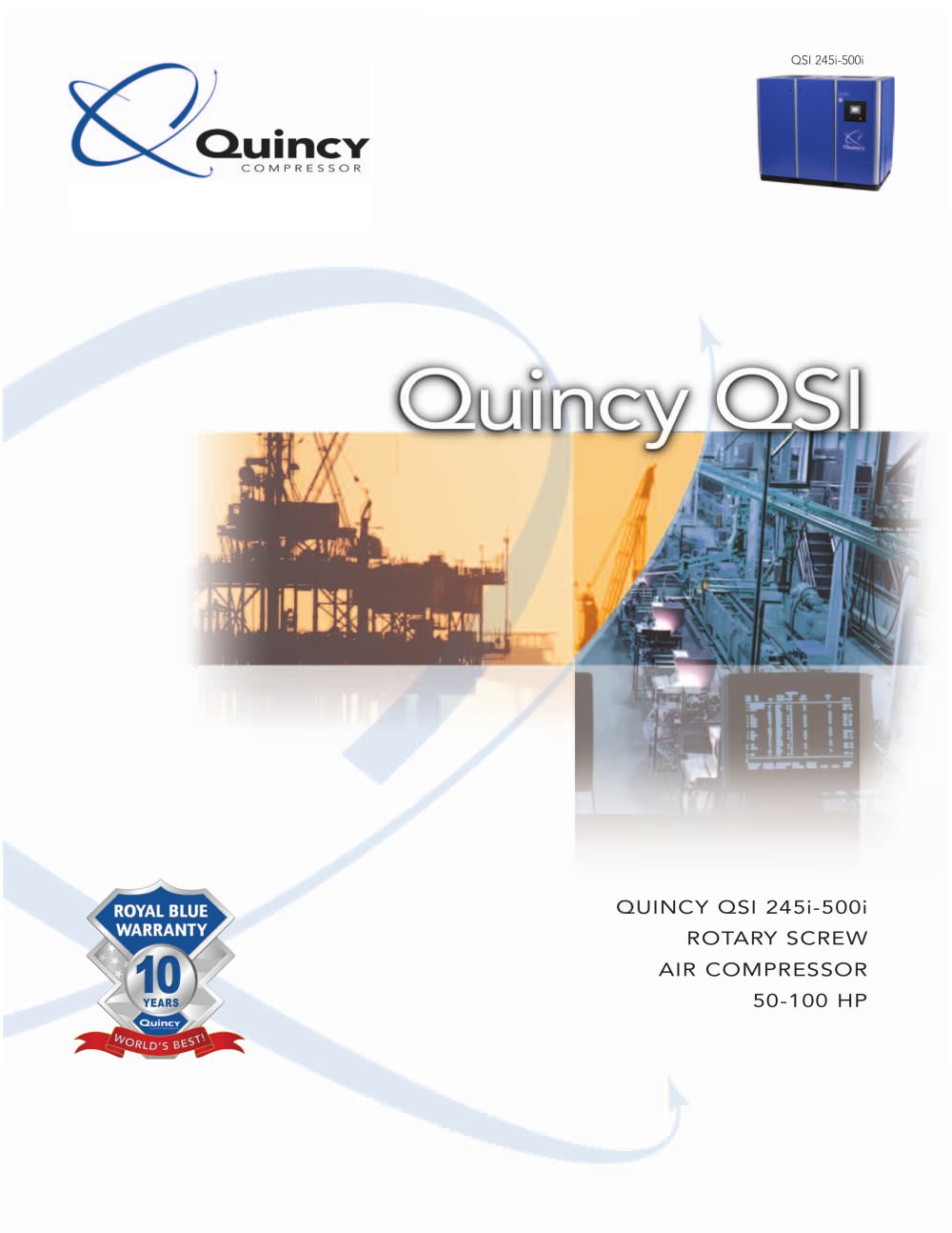 Quincy 50-100 HP Industrial Lubricated Screw Compressor Brochure - Quincy Compressor