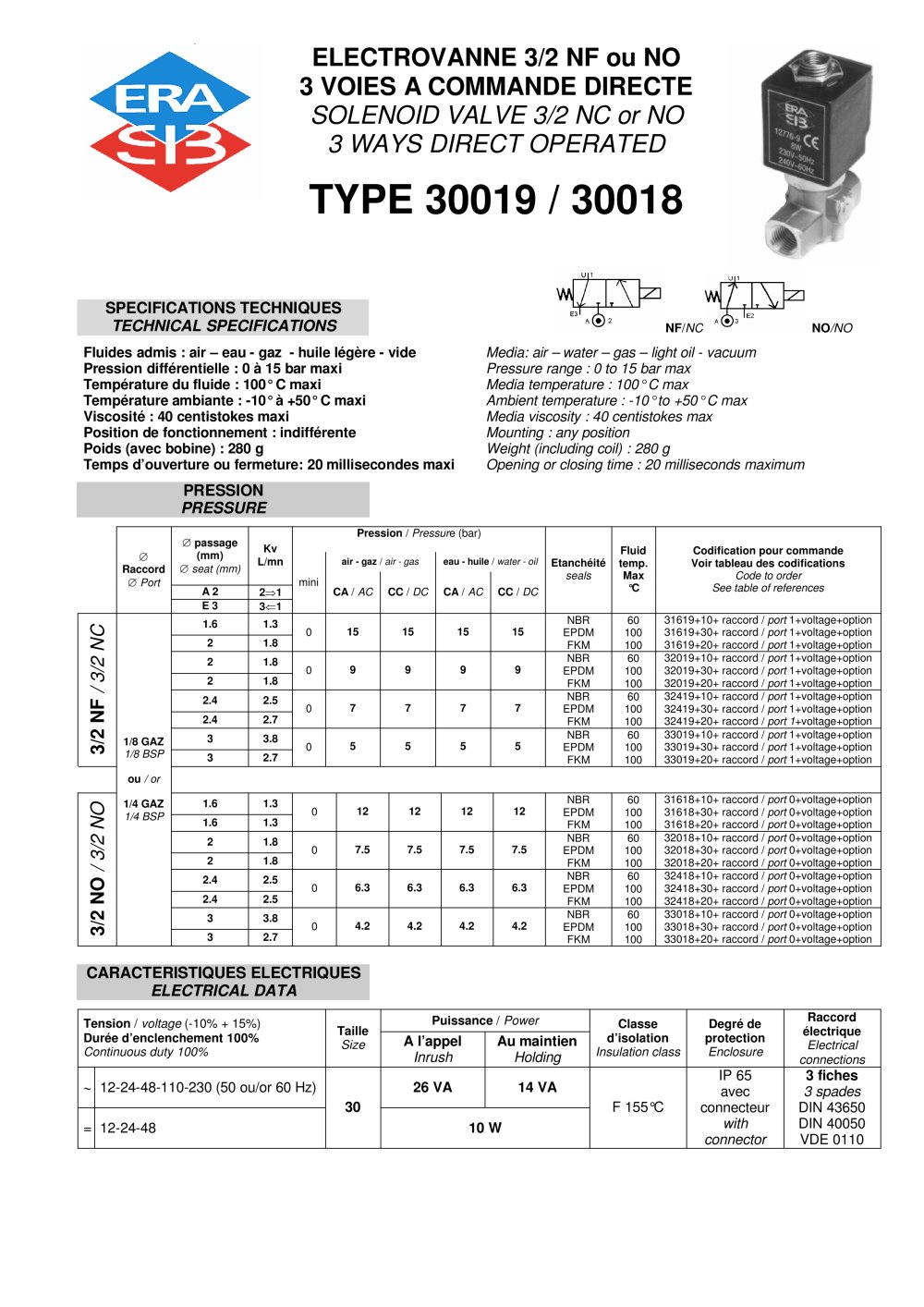 Direct acting 3/2 solenoid valve - ERA-SIB