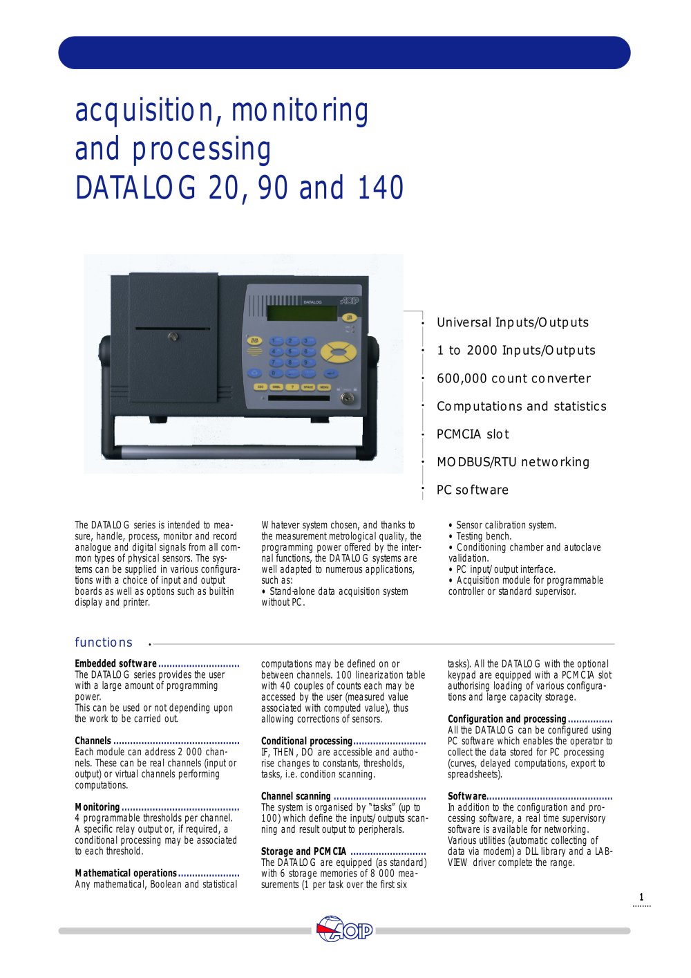 Data Acquisition Systems  DATALOG - AOIP