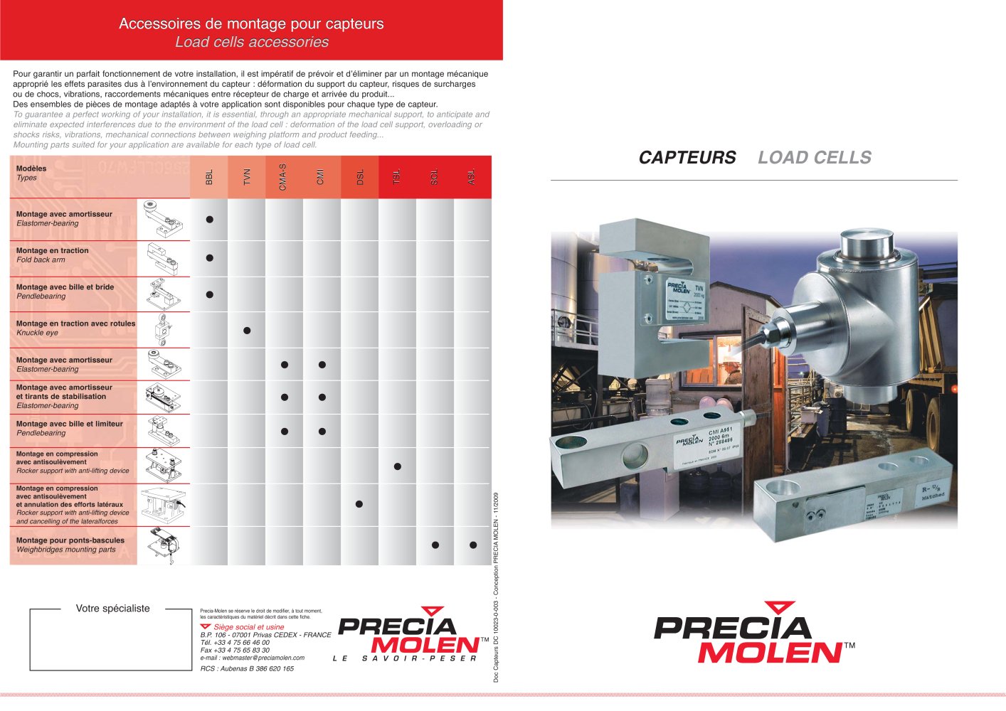 Load cells accessories - PRECIA MOLEN