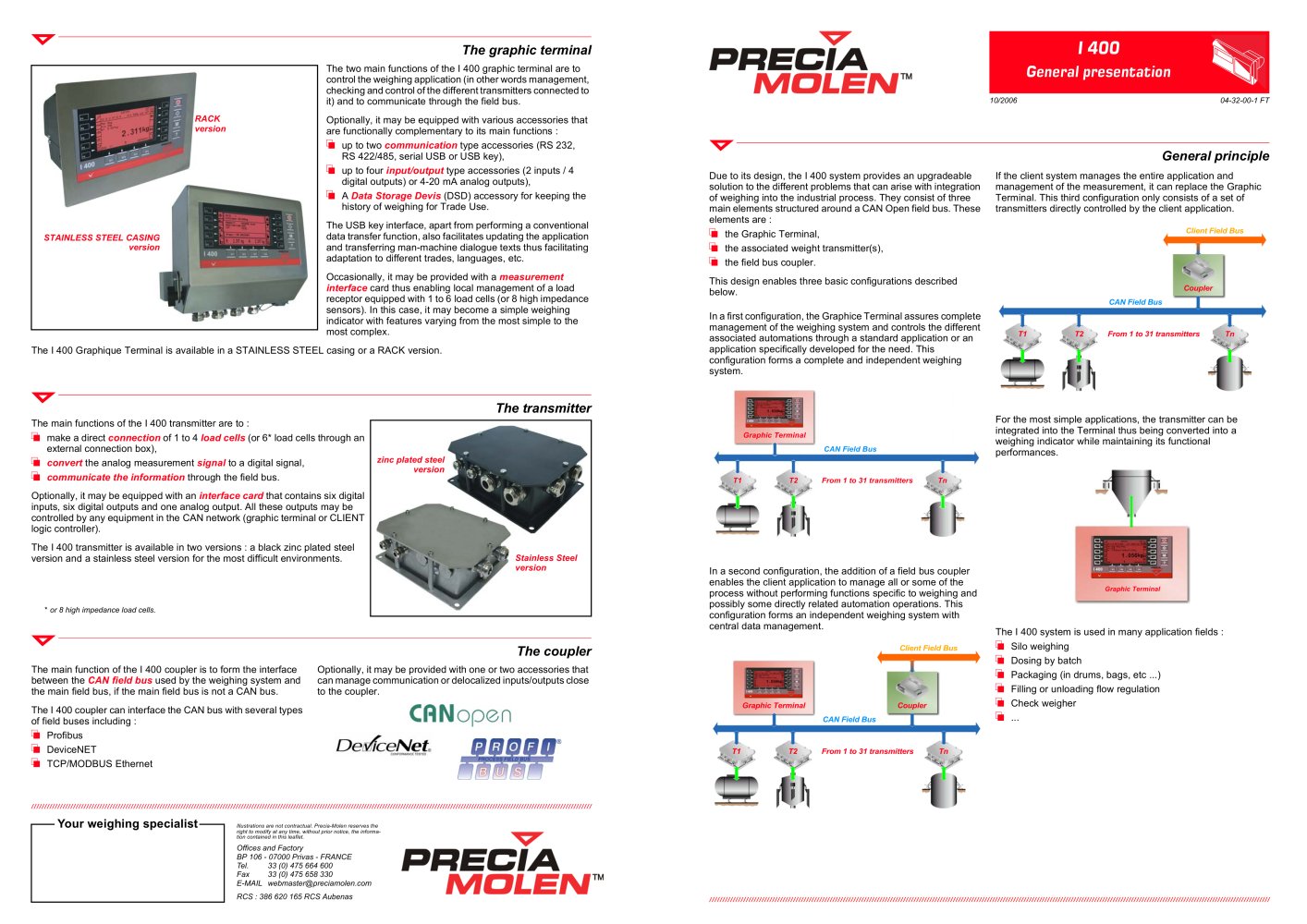 Load indicators and transmitters I 400 - PRECIA MOLEN