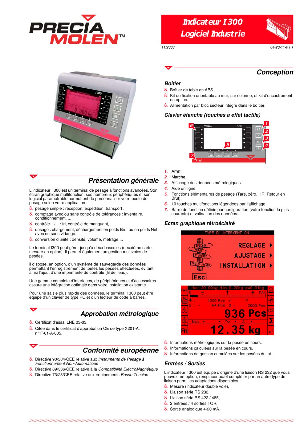 Weight indicator I 300 - PRECIA MOLEN