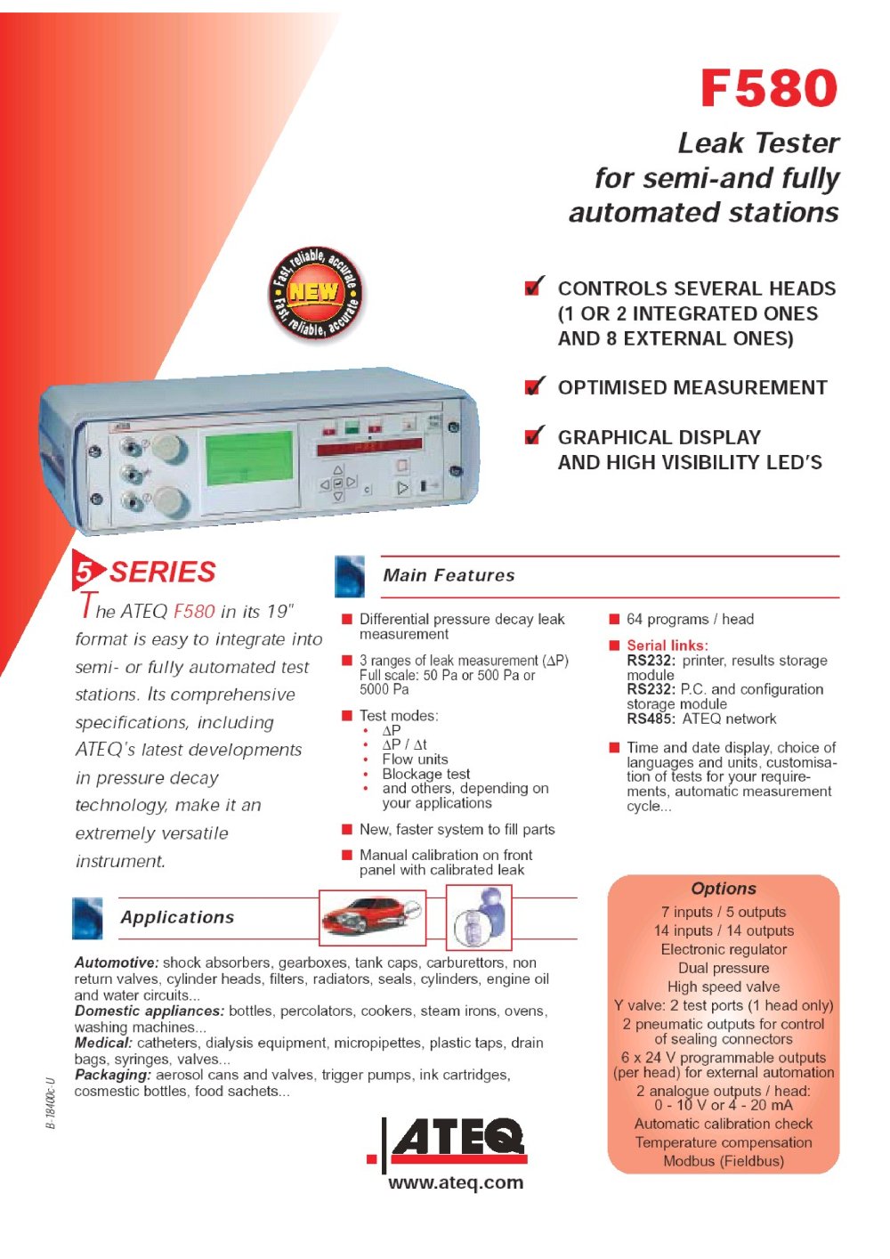 F580: Leak tester - leak testing - Leak test - ATEQ