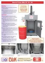 reduction of volume and rinsing, the compactor of contaminated waste, the compactor of cans and barrels