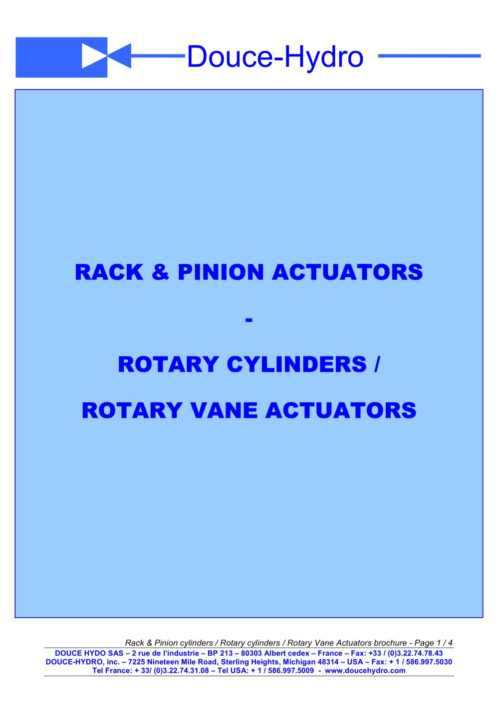 Rotary Cylinders / Rotary Vane Actuators / Rack & Pinion Cylinders - DOUCE HYDRO