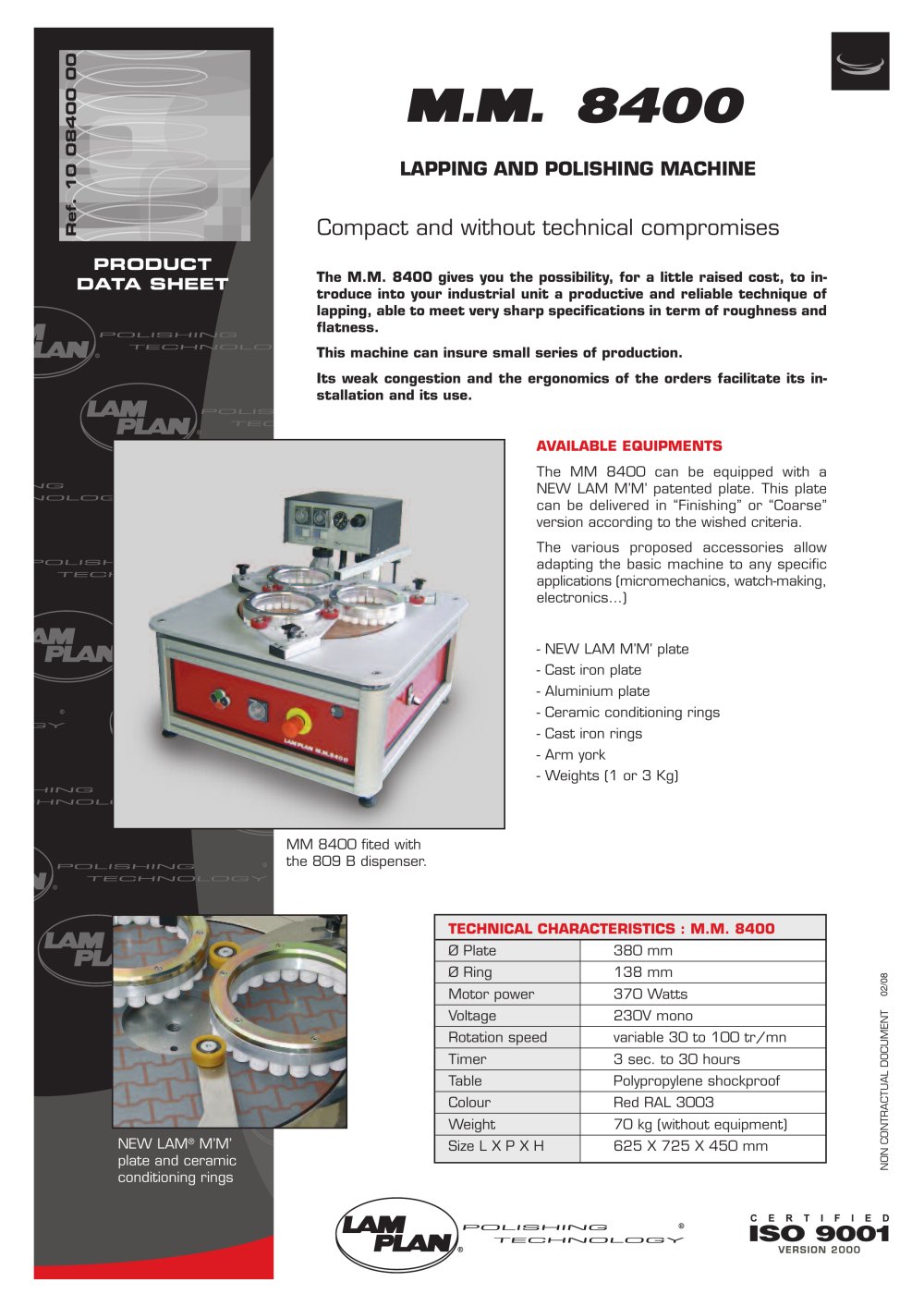 LAM PLAN M.M. 8400 LAPPING & POLISHING MACHINE - LAM PLAN