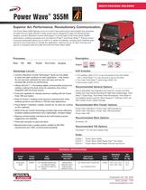 Multi-Process Welders featuring Waveform Control Technology� (Wire Feeder sold separately)  Power Wave� 355M