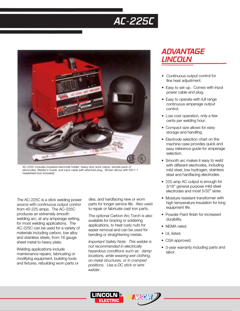 Stick Welders at a Glance AC-225C - Lincoln Electric