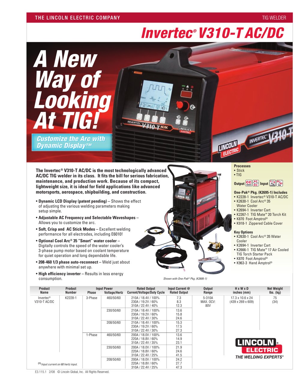 TIG Welders at a Glance Invertec&reg; V310-T AC/DC - Lincoln Electric