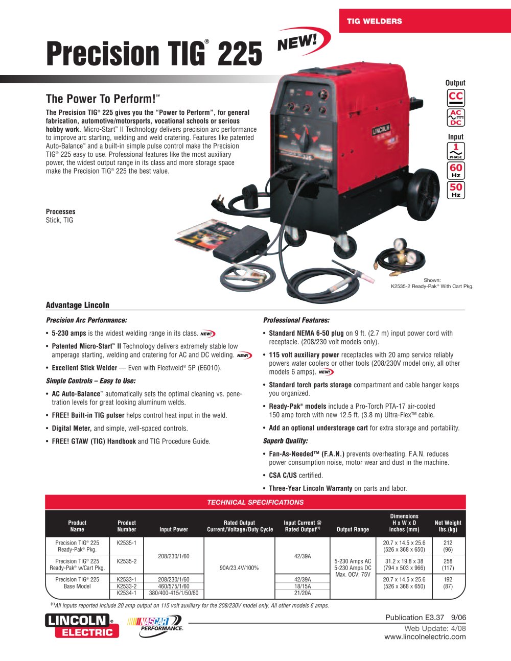 TIG Welders at a Glance Precision TIG&reg; 225 - Lincoln Electric