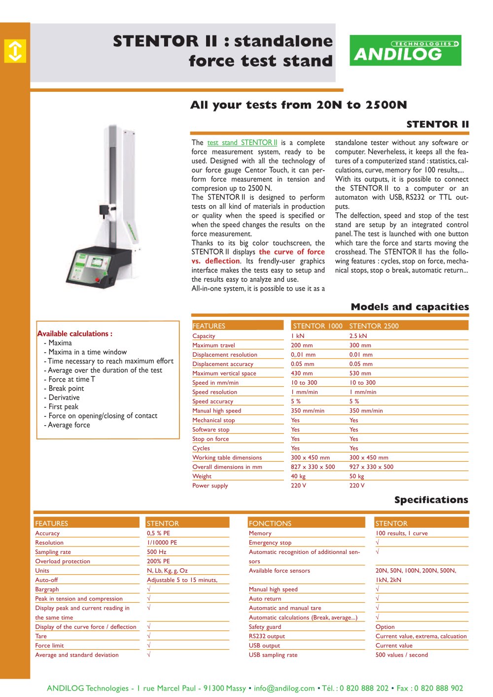Motorized test stand STENTOR II - ANDILOG