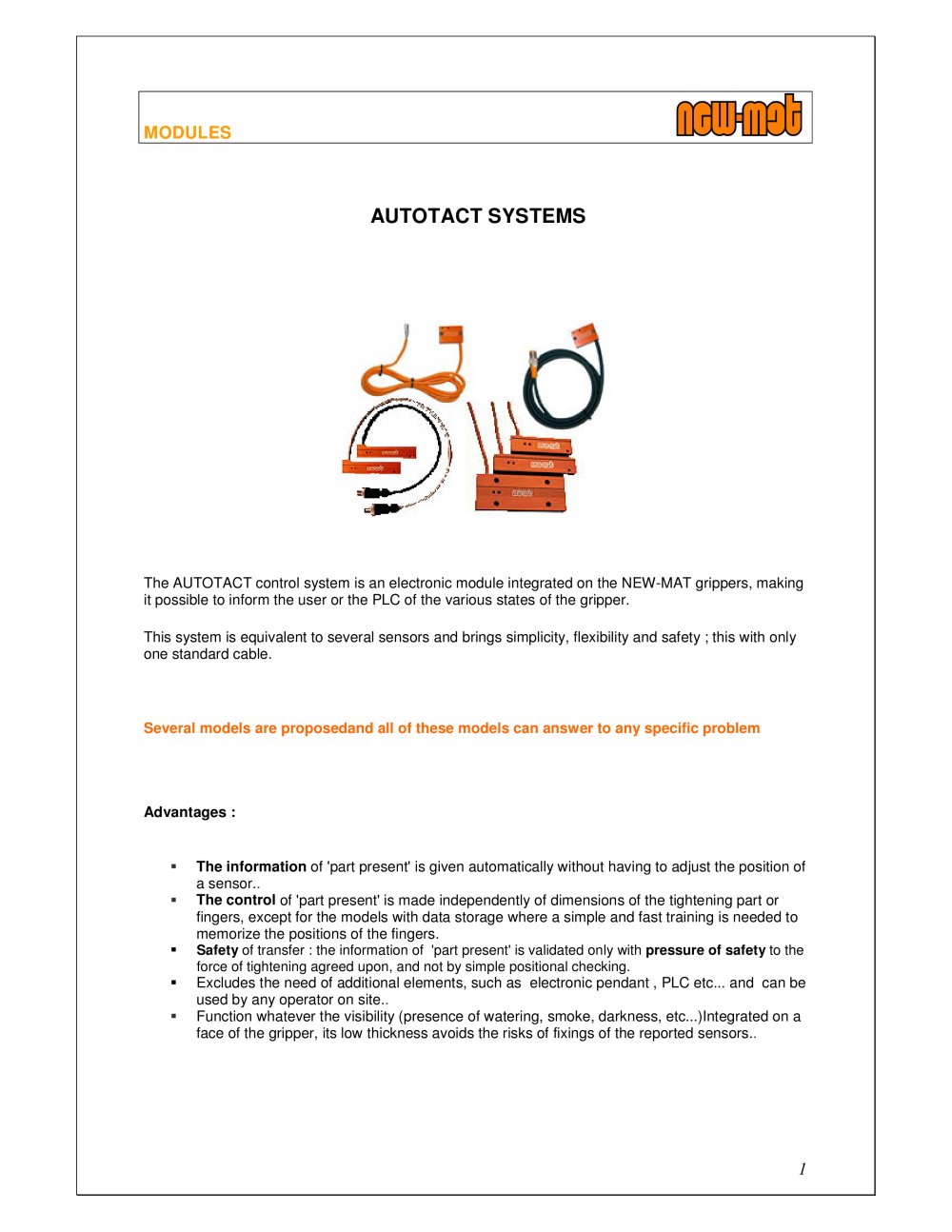 AUTOTACT control system - NEW-MAT
