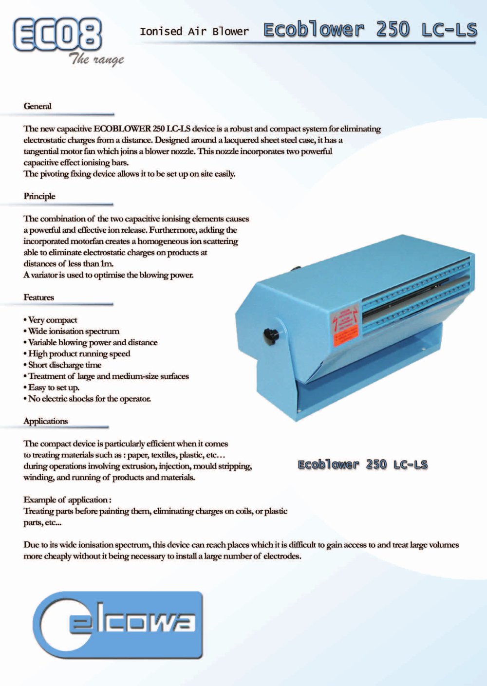 Ionised air blower ECOBLOWER 250 - ELCOWA