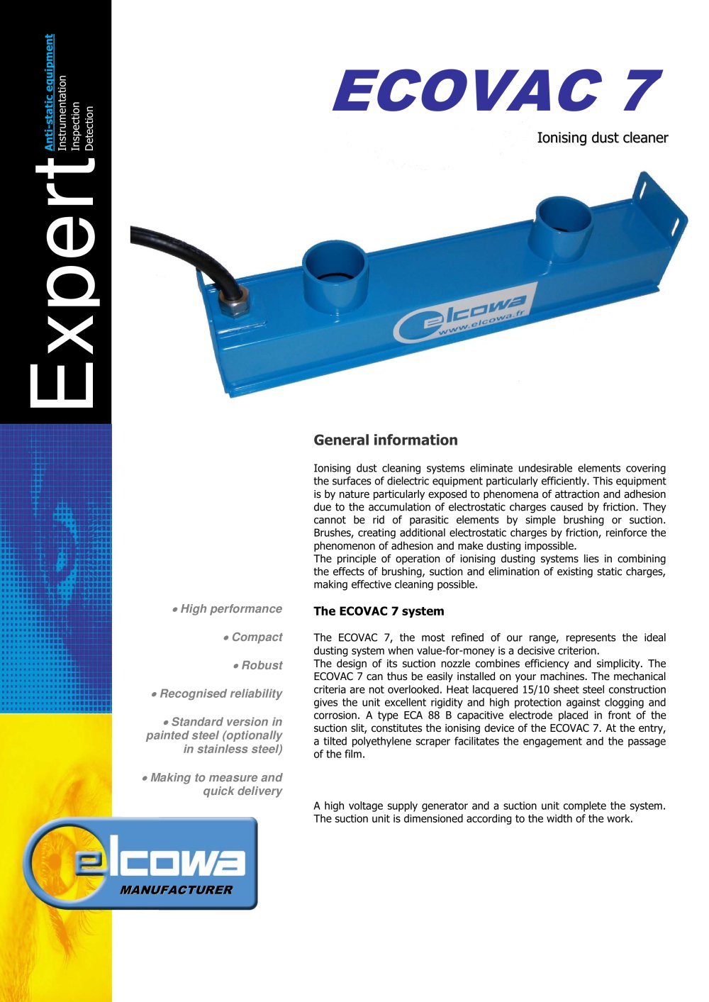Ionising dust cleaner ECOVAC 7 - ELCOWA