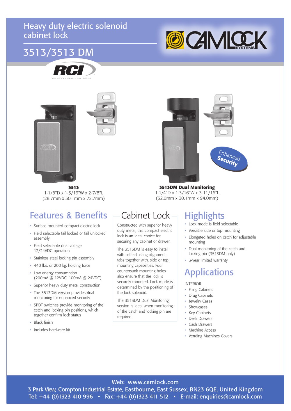 Heavy Duty Electric Solenoid Cabinet Lock 3513 Dm Camlock Heavy Duty Electric Solenoid Cabinet Lock 3513 Dm 1 2 Pages
