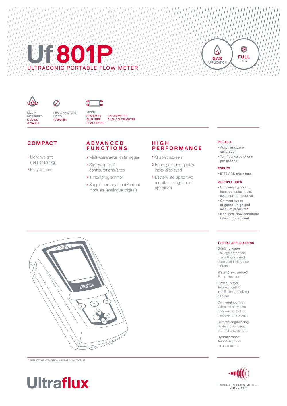 UF 801-P Ultrasonic portable flowmeter - ULTRAFLUX