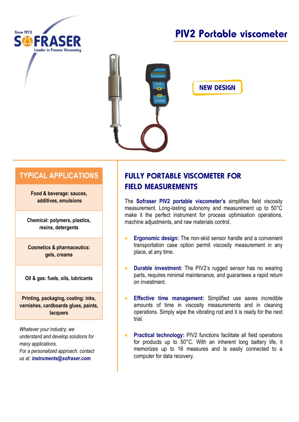SOFRASER PIV2 PORTABLE VISCOMETER - SOFRASER