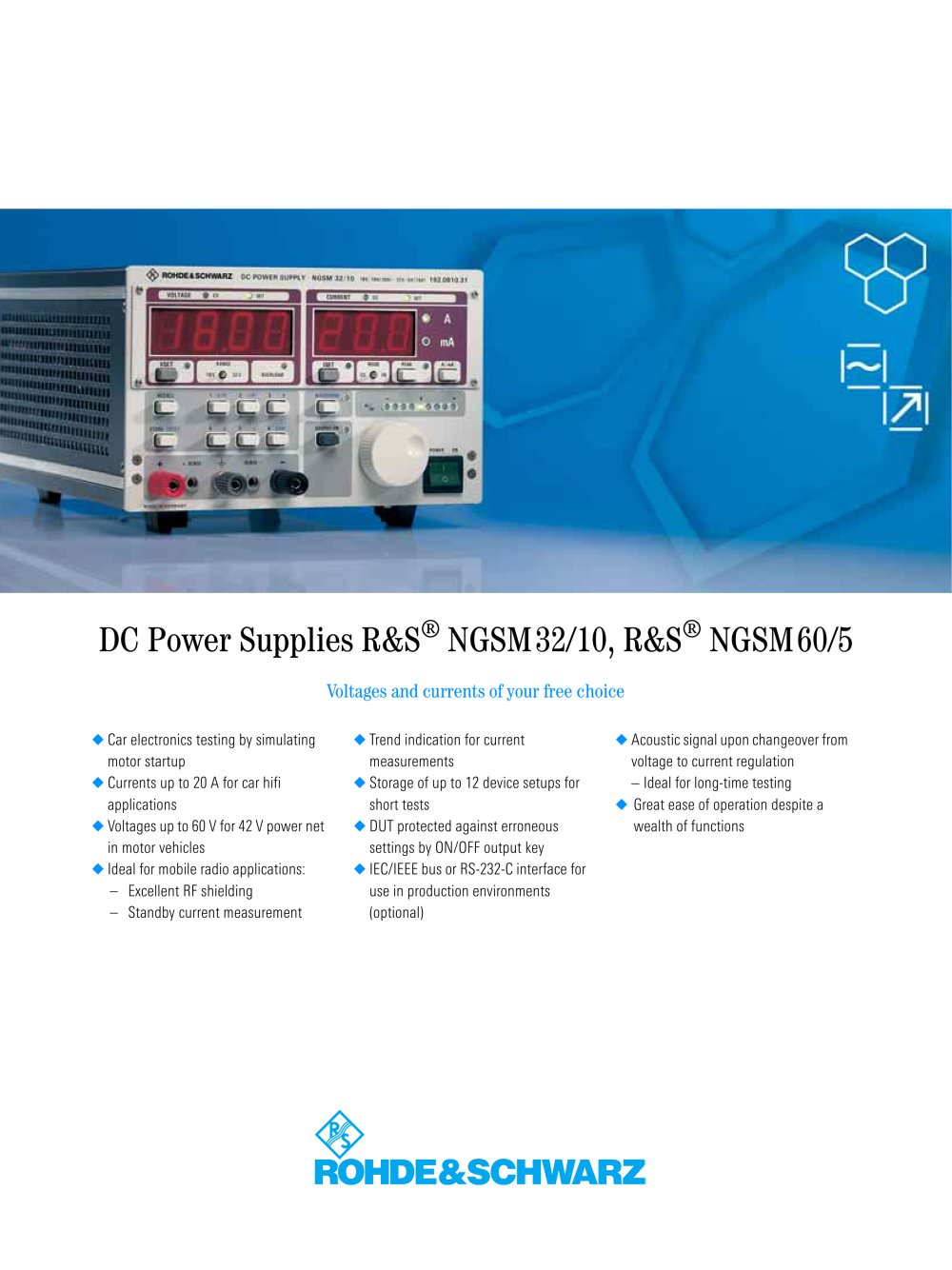 R&S&reg;NGSM32/10, NGSM 60/5 Programmable DC Power Supply with arbitrary function - Rohde Schwarz