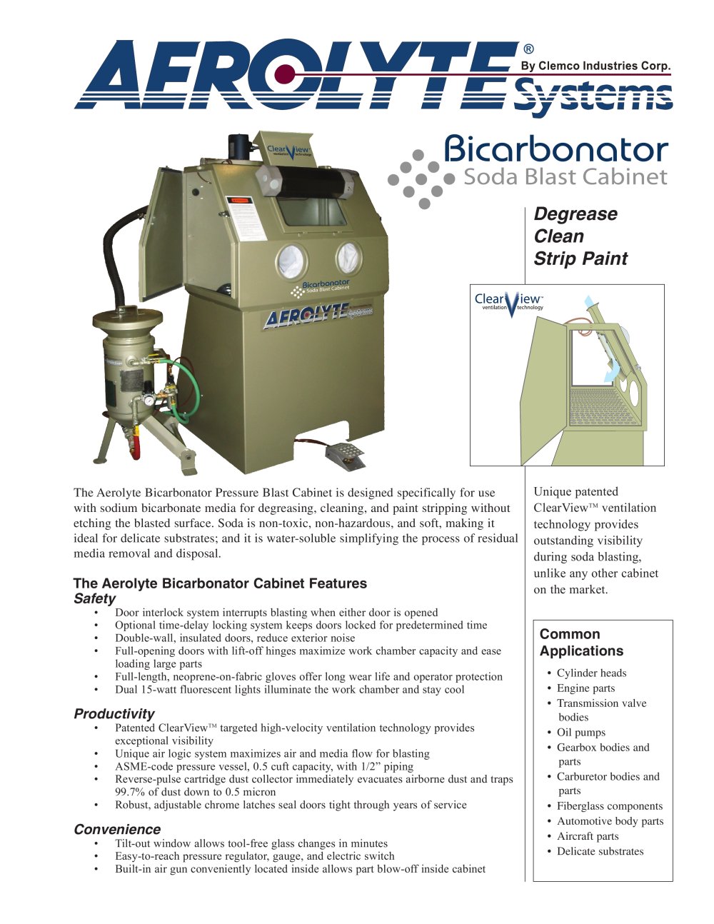 The Bicarbonator Pressure Blast Cabinet (Rev. D) - CLEMCO
