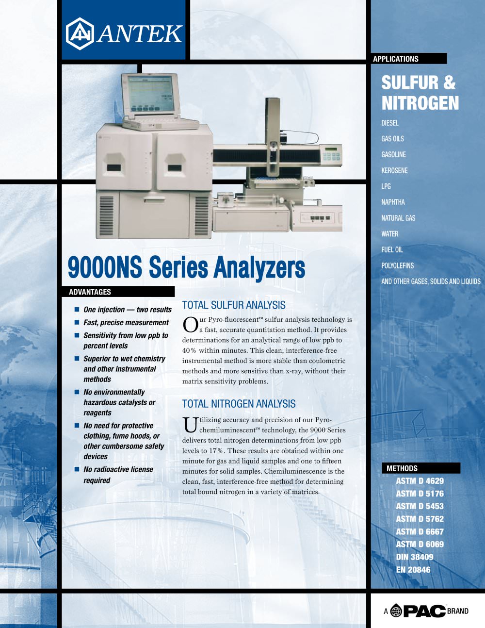 9000NS - TOTAL NITROGEN & SULFUR ANALYZER - PAC
