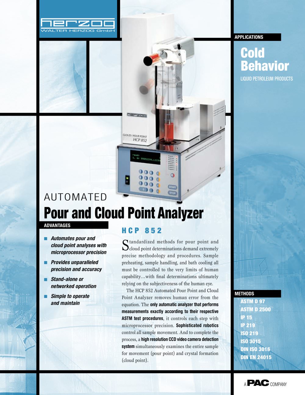 HCP 852 - AUTOMATIC CLOUD & POUR POINT TESTER - PAC