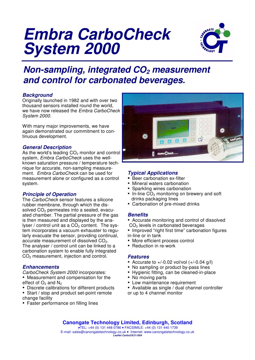 CarboCheck In-line CO2 Measurement & Control - CANONGATE