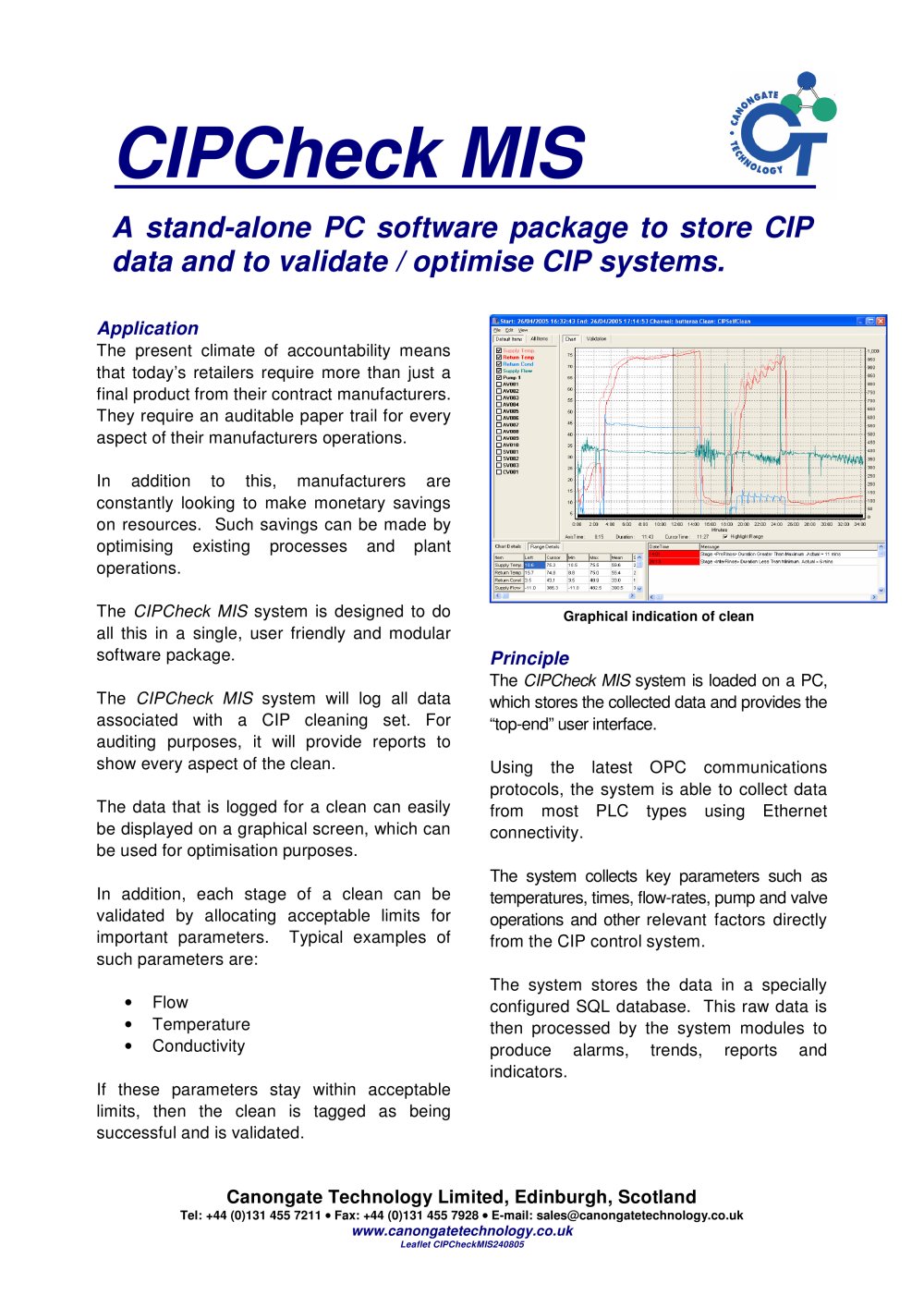 CIPCheck MIS: A Software Package to Store CIP Data and Validate / Optimise CIP Systems - CANONGATE
