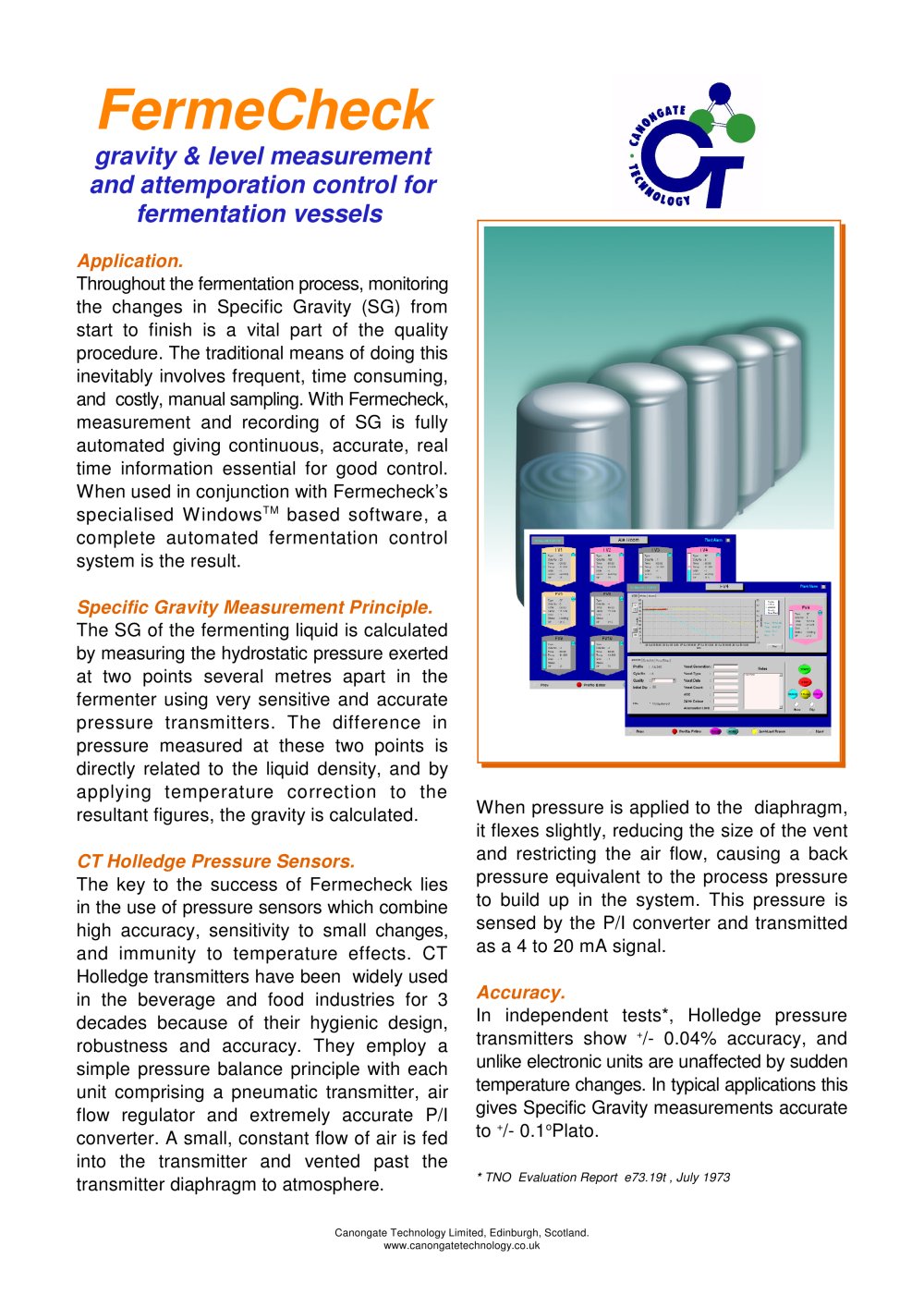 FermeCheck : Accurate gravity / level measurement for fermentation vessels in brewing and distilling. - CANONGATE