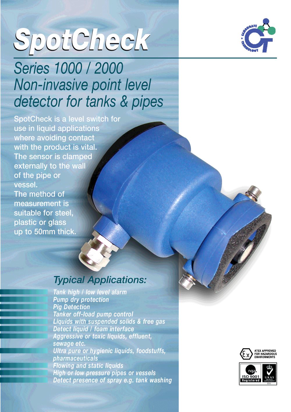 SpotCheck 1000/2000: Non-invasive point level detector for tanks & pipes. - CANONGATE