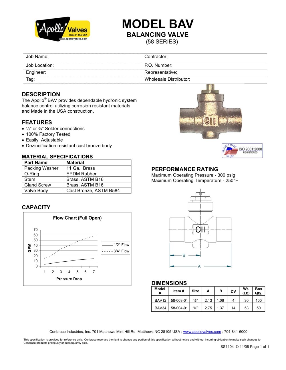 BALANCING VALVE (58 SERIES) - Conbraco Industries