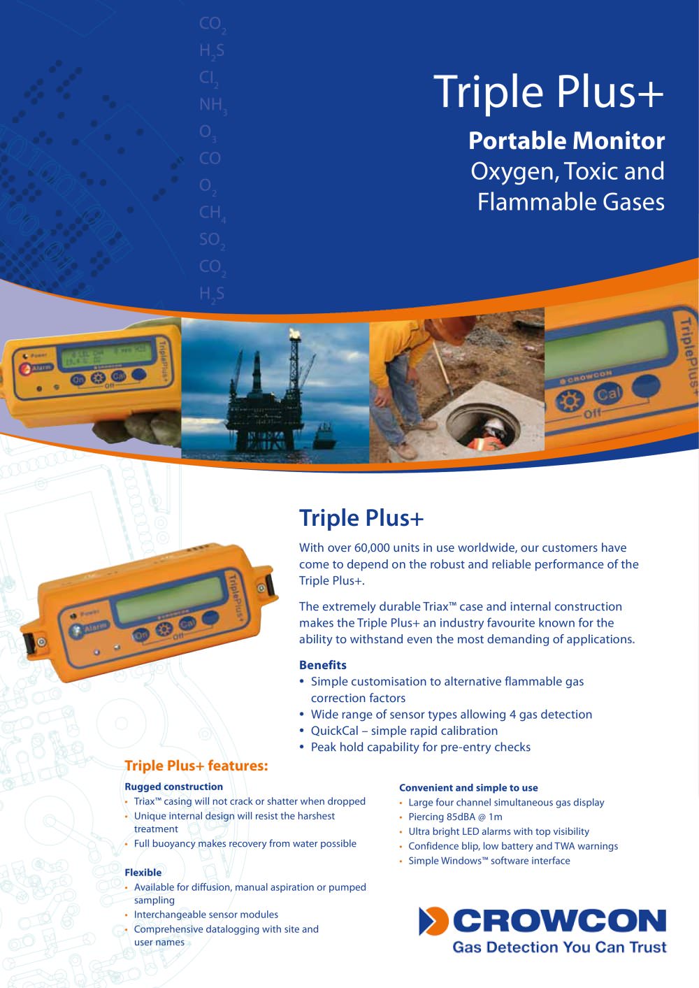 TriplePlus+ Portable Multigas and Purge Monitor - Crowcon Detection Instruments