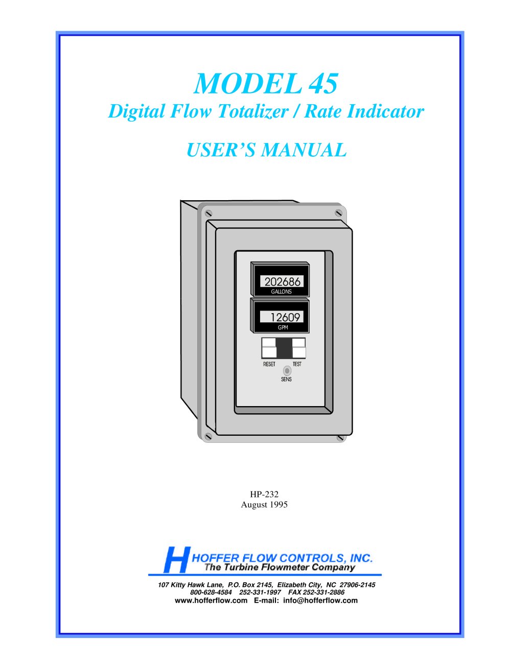 Model 45 Digital Flow Totalizer/Rate indicator - Hoffer Flow Controls
