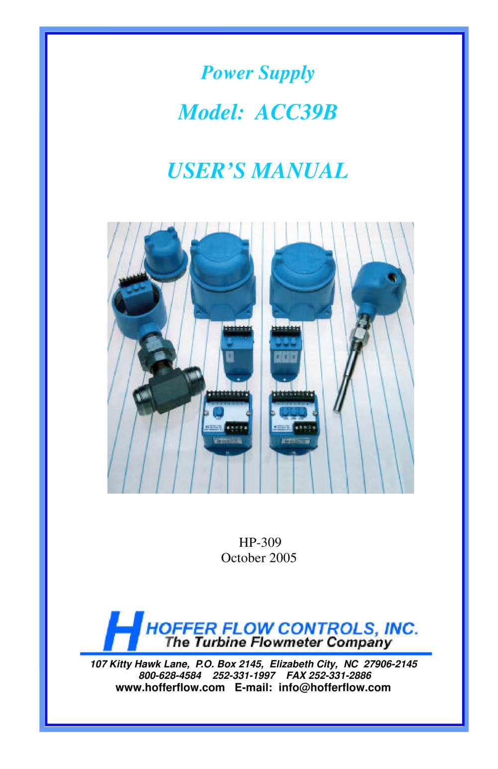 Model ACC39B Power Supply - Hoffer Flow Controls
