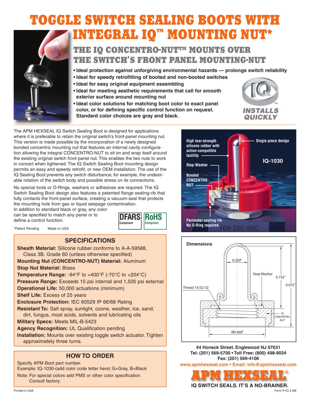 IQ Switch Sealing Boot - APM HEXSEAL
