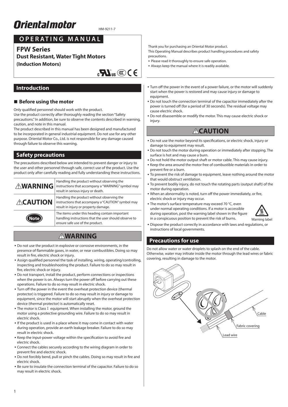 fpw-series_rohs - ORIENTAL MOTOR