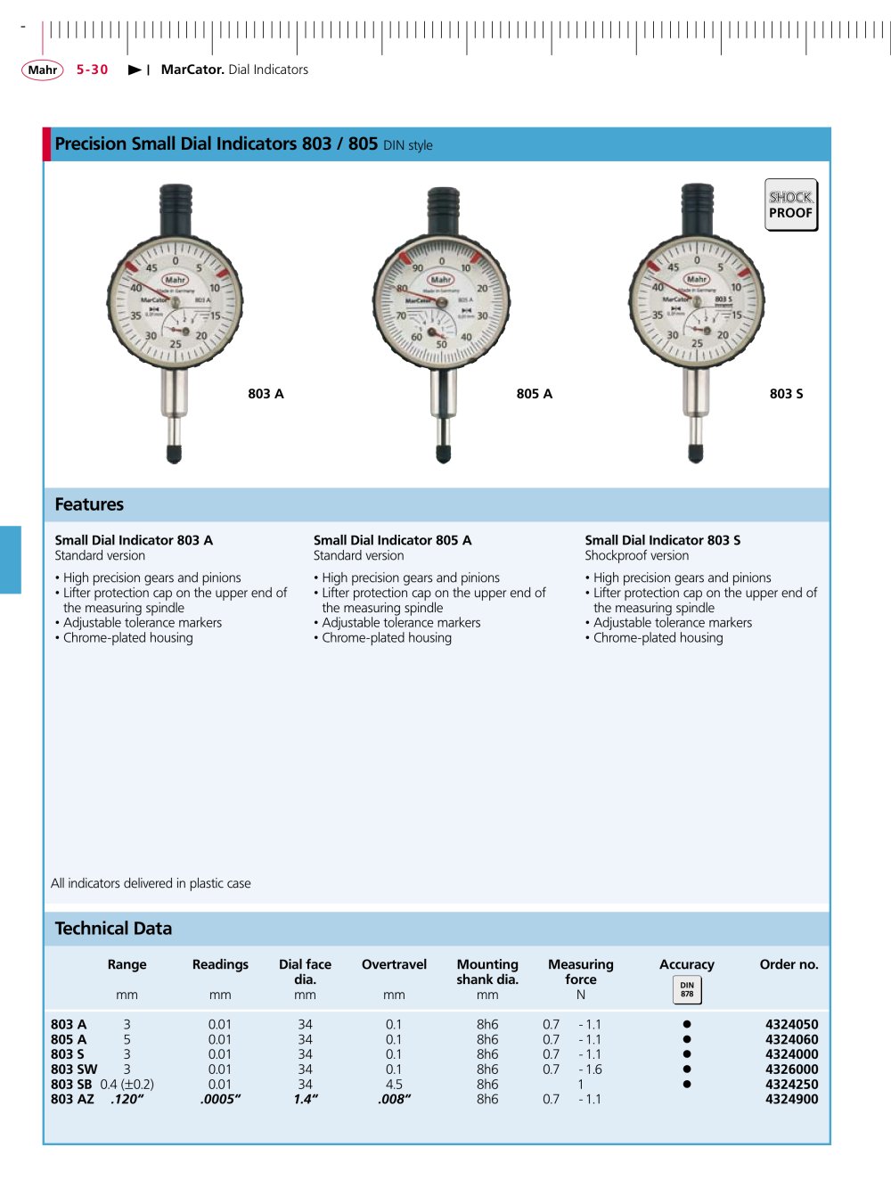 MarCator Small Dial Indicator 803 A Standard version - MAHR